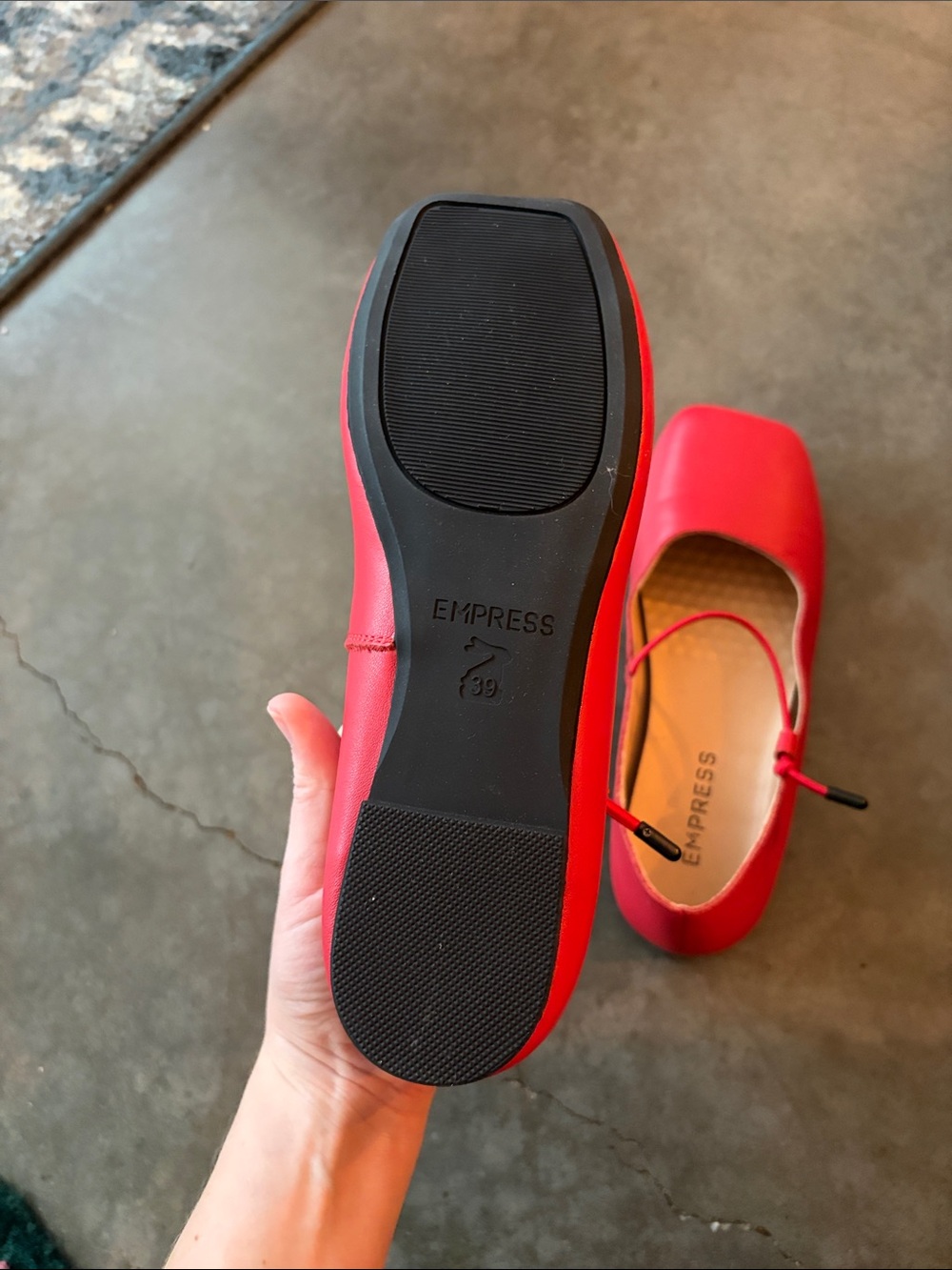 Empress Red Square-Toe Mary Jane Flats - Picture 2 of 6